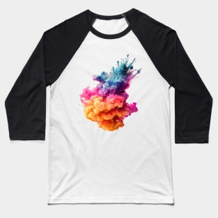 Ink Illusion - Colorful Explosion Rainbow Baseball T-Shirt